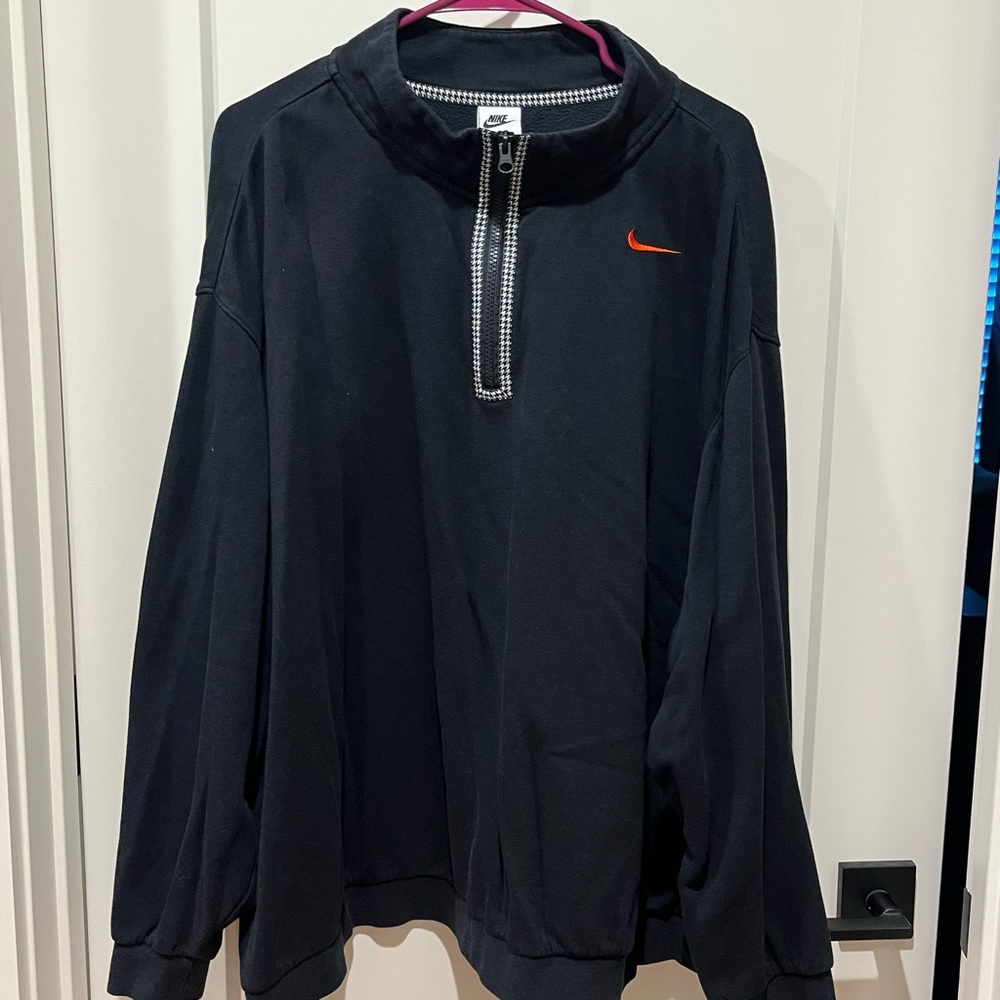 Nike Black Pullover Quarter-zip with Red and Houndstooth Swoosh
